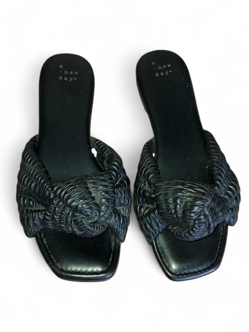 a new day Black Braided Slide Mules